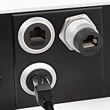 QIANRENON RJ45 Adapter łącznika do montażu na stałym panelu RJ45 8P8C żeńskie na żeńskie złącze do montażu panelu wpuszczanego CAT6A ekranowane, antyluzowa uszczelka pyłoszczelna osłona, do panelu przyrządów