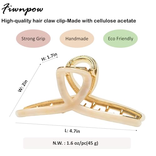 Pack de 2 pinzas grandes de acetato con forma de mariposa para el cabello, 4.5 pulgadas, con superficie de acetato derivado de plantas y marco de aleación miniatura 4