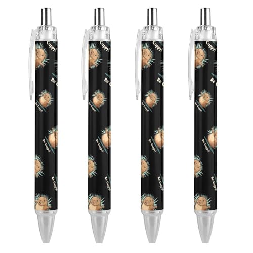 Bolígrafo retráctil negro de punta fina 0,5 mm Be Cappy Capibara para papelería bonita, 4 uds