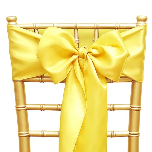 Sashes Bows 7 X 108 Inch Universal Chairs Ribbons For Wedding Ceremony Party Banquet Restaurant Event Decorations - Yellow Chair Sashes 50 Pack