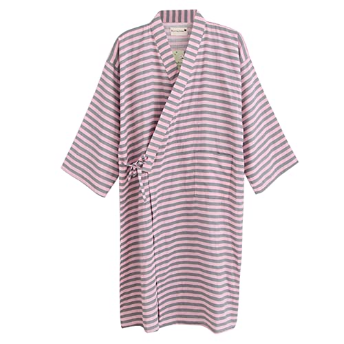 Image of SIQITECHNO Men Kimono Robe Cotton Yukata Spa Sauna Bathrobe Sleepwear Japanese Kimono for Women Loungewear Nightgown Dressing
