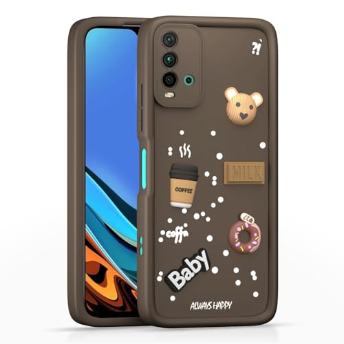 Image of Bintage Ball Bear| Donut| Milk Cake| Baby| Coffee Rubber Case Full Body & Camera Protection Back Cover Compatible for Mi Redmi 9 Power 4G - Brown