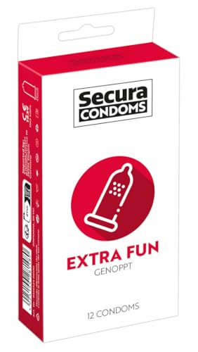 Secura Extra Fun 12er Kondome - 12 genoppte Präservative zur Verhütung ohne Hormone für Männer, mit Noppen zur erhöhten Stimulation