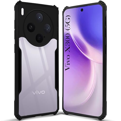 Image of Jkobi Hybrid Back Cover Case for Vivo X300 5G (Shockproof with Polycarbonate Clear Panel | Professional Black)