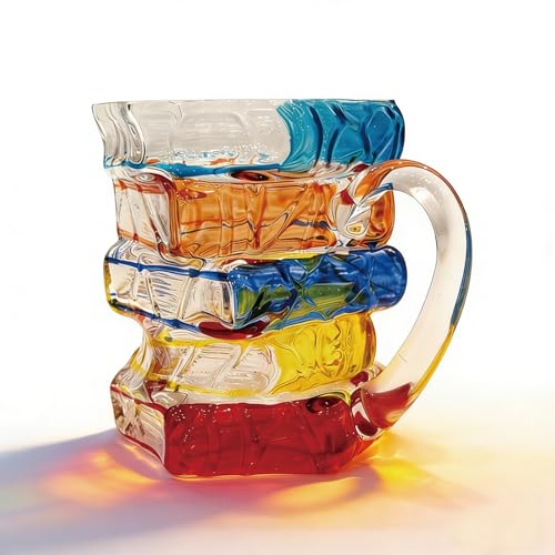 YcsRnn Book Mug Coffee Mugs for Book Lovers Reading Companion for Bookworms and Writers 3D Painted Glass Mug Desk Accessories Water Cup for Milk Tea Juice Drink (350ml)