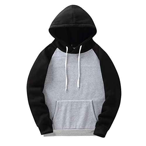 WANMN Suéter con Capucha para Hombre Chaqueta Informal de Color de éxito de Primavera y otoño Sudadera con Capucha Deportiva de Gran tamaño para Hombre, Gris, XXL Cover