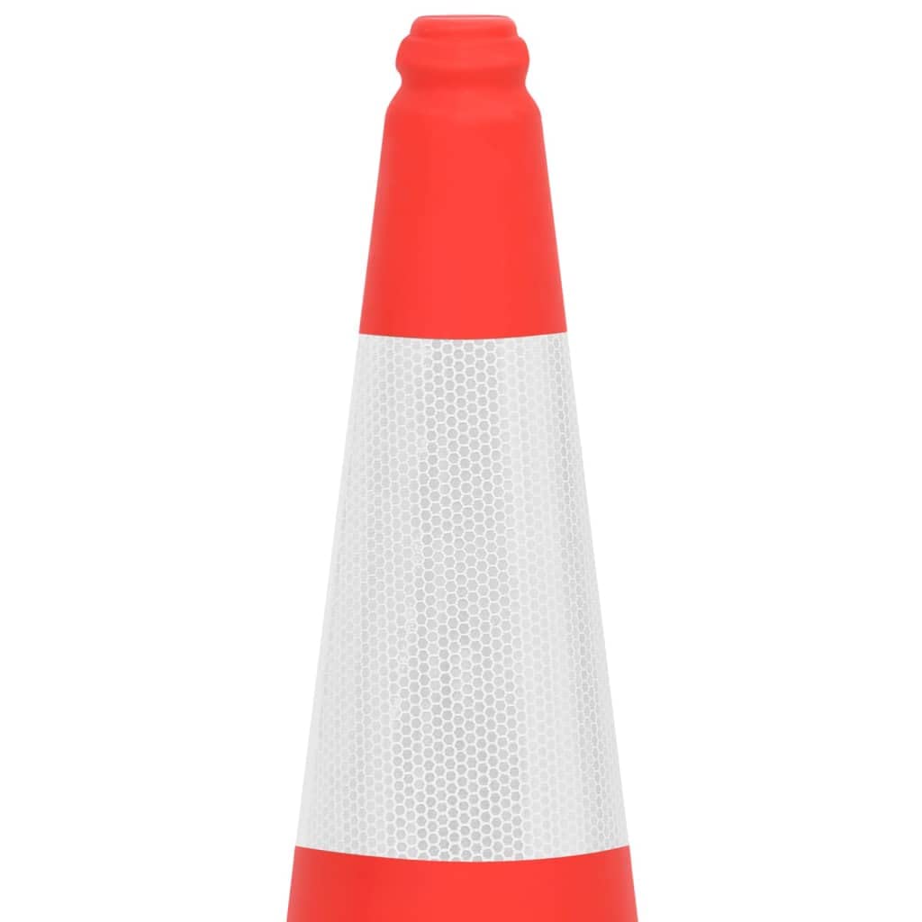 IKAYAA 4 Unidades Bolardos de Control de Tráfico Plástico 75 cm, Conos Trafico Señalizacion, Conos de Tráfico para Uso Doméstico y Comercial. Conos de Prohibido aparcar, Tiras Plateadas Reflectantes