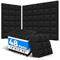 48 Pack Acoustic Panels 12 x 12 x 2 Inches, Sound Proof Foam Panels for Wall