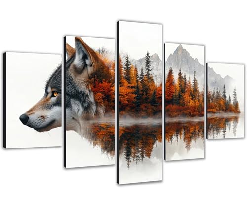 Broderie diamant loup kit complet 5 pièces avec grand canvas 150x75cm pour adulte