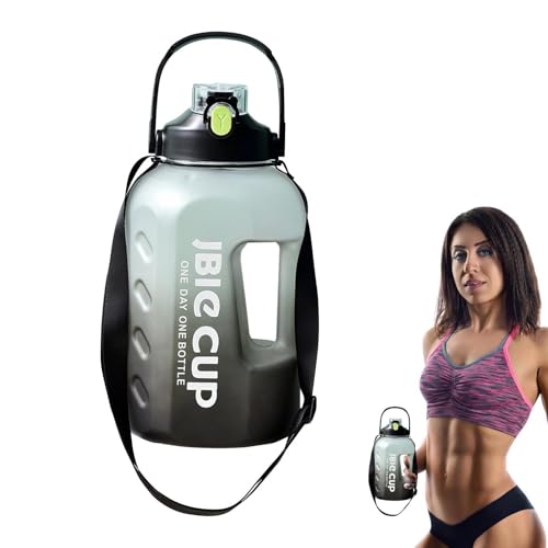 Gym Water Bottle – 3L Sports Bottle, Motivational Jug | Large Leakproof Water Bottl With Time Markers, Straw, Carry Handle For Outdoor Fitness, Indoor Hydration, Office, Or Daily Workout Use