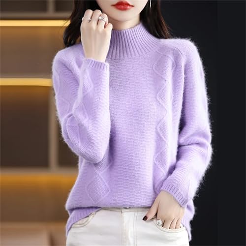 Semi Turtleneck Authentic Mink Cashmere Sweater Loose Plus Size Knit Base Hot Jumper Soft Warm Casual for Girls3