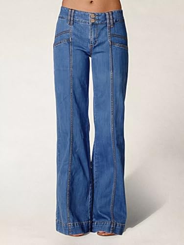 Flamingals Women's Tall Jeans Low Rise Flare Jeans Seam Front Baggy Jeans2