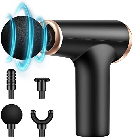Mini Massage Gun Deep Tissue Percussion Massager for Muscle Relaxation and Neck Back Soreness Pain Relief -Including 4 Massage Heads