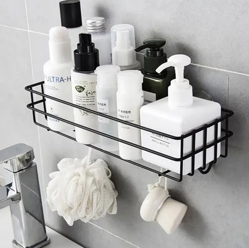 Image of Arena 2-Pack Wall Mounted Shelf, Modern Metal Bathroom Shelf, No Drill Required, Strong Adhesive Hook