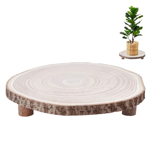 UNICRAFTALE Woods Cakes Stand Round Wood Flower Pot Shelf Wooden Cupcake Pedestal Woods Slice with Legs Rustic Slice Cake Stand for Wedding Birthday Party Indoor Outdoor Garden