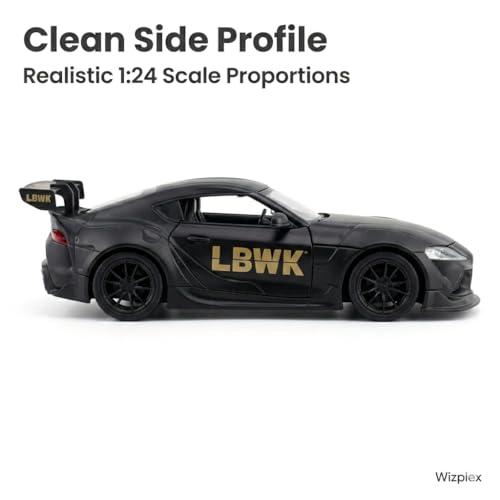 Image of 1:24 Scale Toyota Supra GR LBWK Diecast Metal Car Model with Openable Doors & Bonnet, Light & Sound, Detailed Interior, Collectible Race Car Toy for Kids & Adults (20 cm)