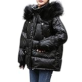 Chnnamzu Jacke Damen Winterjacke Kurz - Teddy Parka Jacke Mantel Frauen Winter Warmer Einfarbiger Zolldienst Entfernbarer mit Kapuze Frauen üBergroßEr Daunenmantel