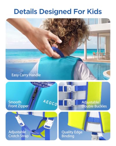 AEOCOO Toddler Swim Vest for 50-70 Pounds, Kids Pool Floaties Vest 5-7 Year Old, Puddle Swim Jumper Buoyancy Jacket, Boys, Girls, Niños, Sunny Coast - image 6