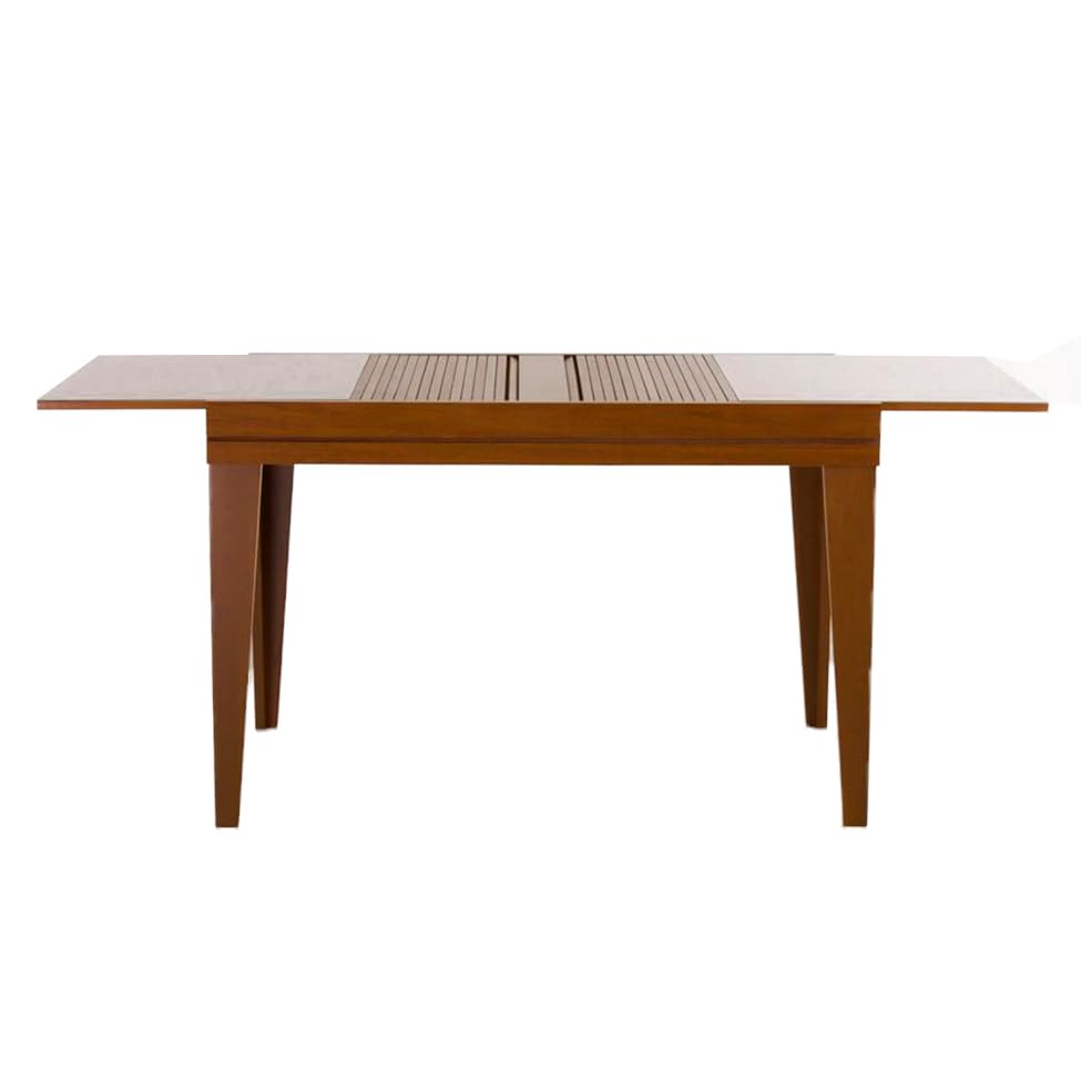 Mesa de Jantar Retangular Extensível com Tampo de Vidro Genova Off White e Mel