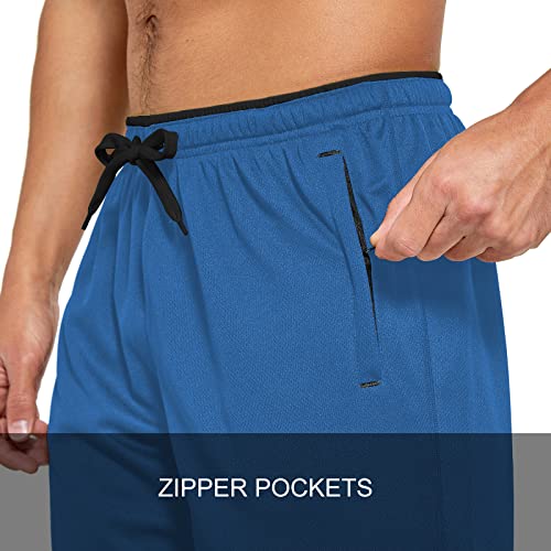 Labeyzon Men's Lightweight Sweatpants Open Bottom Loose Fit Mesh Athletic Pants Workout Running Pants With Zipper Pockets(Black&Blue Xl) #TOP3