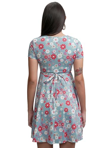 Image of Tokyo Talkies Womens Elegant Flared Sleeve Playful Mini Dress | Flowy | Feminine Silhouette for Effortless Grace | Floral Print | Dress for Women | Women Dress | Stylish Women Dress