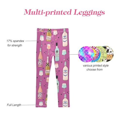 CaTaKu Girls Leggings Wine Cute Heart Leggings for Girls Kids Athletic Workout Yoga Pants Size 4-10T4