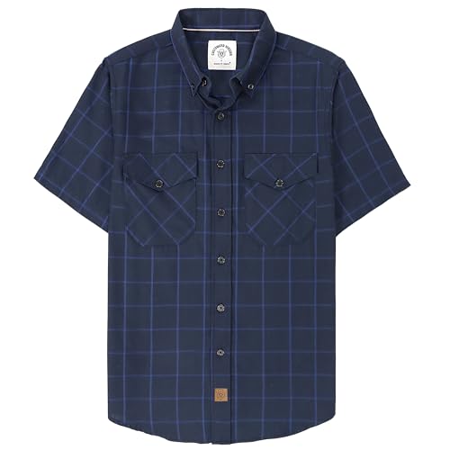 Dubinik Mens Short Sleeve Button Down Shirts - Soft Vintage Regular Fit Casual Shirts