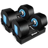 Kayman Adjustable Dumbbell Pair 2x12kg, Powerblock 12-in-1 Weight Set with Quick Radial Dial System, Adjustable Dumbbells Set Strong Grip Workouts & Strength Training dumbells for Home, Gym Fitnes