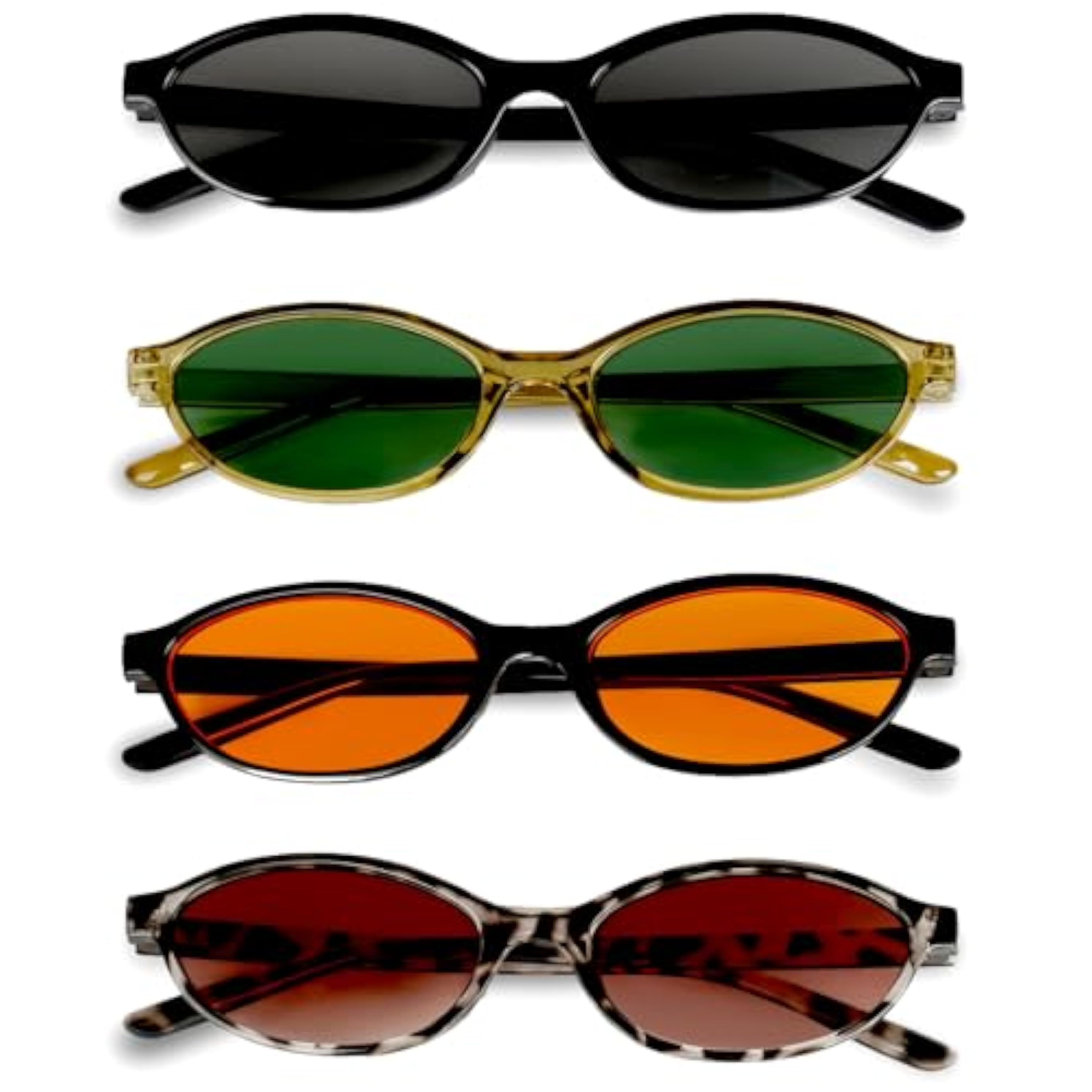 BUTBU 4 Pares Gafas de Sol Retro, Retro Gafas de Sol Ovaladas para Mujer y Hombre, Gafa-s de Ret-ro Cat Eye Clasicas, Gafa de Protección UV400, Protección UV para Conducir Viajes, (Conjunto B)
