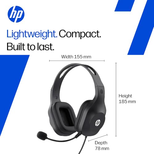 Image of HP H120 Stereo USB Headset, Plug-and-Play USB-A, Built-in Noise-canceling mic, Adjustable Head Strap, Padded Ear Cushions, 360-degree Bendable mic, 1-Year Limited Warranty, Black, 9Z4V9AA