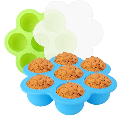 2 Pack Silicone Egg Bite Molds Reusable Egg Bites Silicone Mold with Lid Fit Instant Pot 5 6 8 qt Pressure Cooker & Air Fryer Alternative to Sous Vide Bite Maker for Cooking Food Freezer Storage