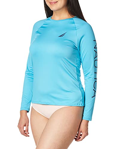 Image of Nautica Women's Long Sleeve Rashguard - Quick-Dry, UPF Protection, Swim Shirt, Pool, Beach, Hiking, Yoga, Volleyball