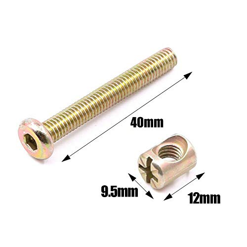 SUPERTOOL M6 Barrel Nuts Bolts 40MM Hex Socket Screw Zinc Plated Allen Head Furniture Bolt Nut Set for Bunk Beds Cots and Furniture Assembly (15 Sets) - Image 2