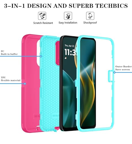 Qinmay Phone Case for Motorola Moto G Power 5G 2026 Case with HD Screen Protector, Heavy Duty Shockproof & Cover Phone Case for Moto G Power 2026,PinkSkyBlue by Qinmay - Used condition - Image 4