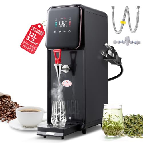 Image of Hot Water Dispenser, 1600W Commercial Hot Water Boiler, 50L(13Gal) /H Large Hot Beverage Dispenser with 304 Stainless Steel Inner, HD LED Screen for Hotels, Restaurants, Bars 12L