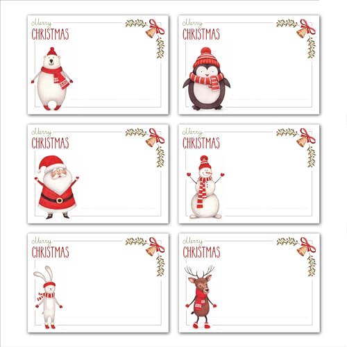 artup Lot de 24 autocollants à écrire - 6 motifs de Noël amusants et amusants - 4 étiquettes de Noël - Environ 7 x 5 cm - Pour cadeaux et calendrier de l'Avent à bricoler soi-même