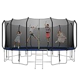 TRIPLE TREE 12FT Trampoline with Backboard,Outdoor Trampoline with Enclosure Net and Ladder,Recreational Trampoline for Children,Blue