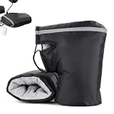 Zephanor Motorcycle Handlebar Muffs, Windproof Waterproof Motorbike Hand Warmer Gloves, Thickened Fleece Thermal Mitten Cover with Reflective Strip, for Scooter and Snowmobile-Black