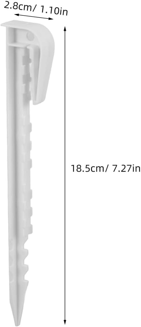 Homoyoyo 20pcs White Plastic Tent Stakes Ground Pegs Camping Nail Beach Stakes for Outdoor Tents Garden Fence Landscaping Windproof Use