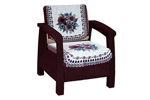 Image of The Furnishing Tree Velvet Floral Pattern 10 Pieces 5 Seater Sofa Cover Set Pink