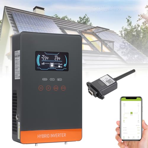 4500W All in One Solar Inverter with 6.25'' LCD Screen - 150A MPPT, DC 24V/48V to AC 230V Output, PV 450VDC Pure Sine Wave, WiFi Enabled
