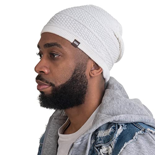 Snugzero 100% Cotton Beanies For Men & Women | Breathable Slouchy & Thin Lightweight Summer Cooling Sleep Streetwear Beanie, Ribbed - White #TOP6