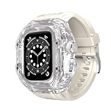 CC Watch Ultra Lightweight Smartwatch Case, Transparent PC with Black Silicone Band, 1.35cm Thick (White)