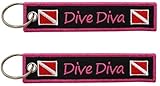 Pinstant Dive Diva Diver Down Flag Scuba Diving Keychain Key Tag Chain Fob Ring