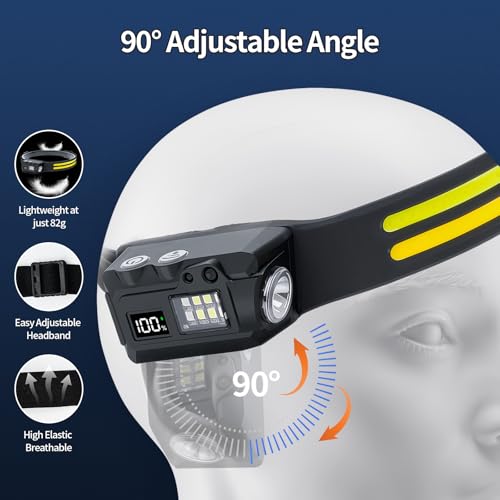 Lampe frontale LED étanche 8 modes éclairage magnétique rechargeable lot de 2 - 4