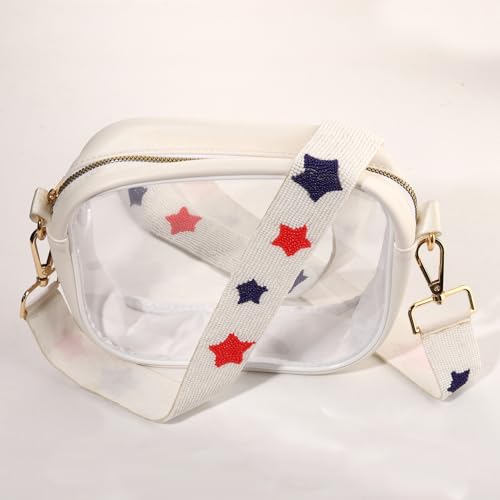 Image of 4th of July Purse Strap Red White Blue Beaded USA Star Purse Strap Replacement American Independence Day Outfits
