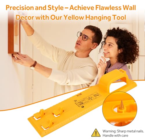 Image of Upgraded Picture Hanging Kit with 20 Hook Sets (Holds 5-30 lbs), Wall Hanger Tool with Bubble Level & Positioning Guide, Frame, Art, Photo Mounting Solution for Drywall, Brick, Wood
