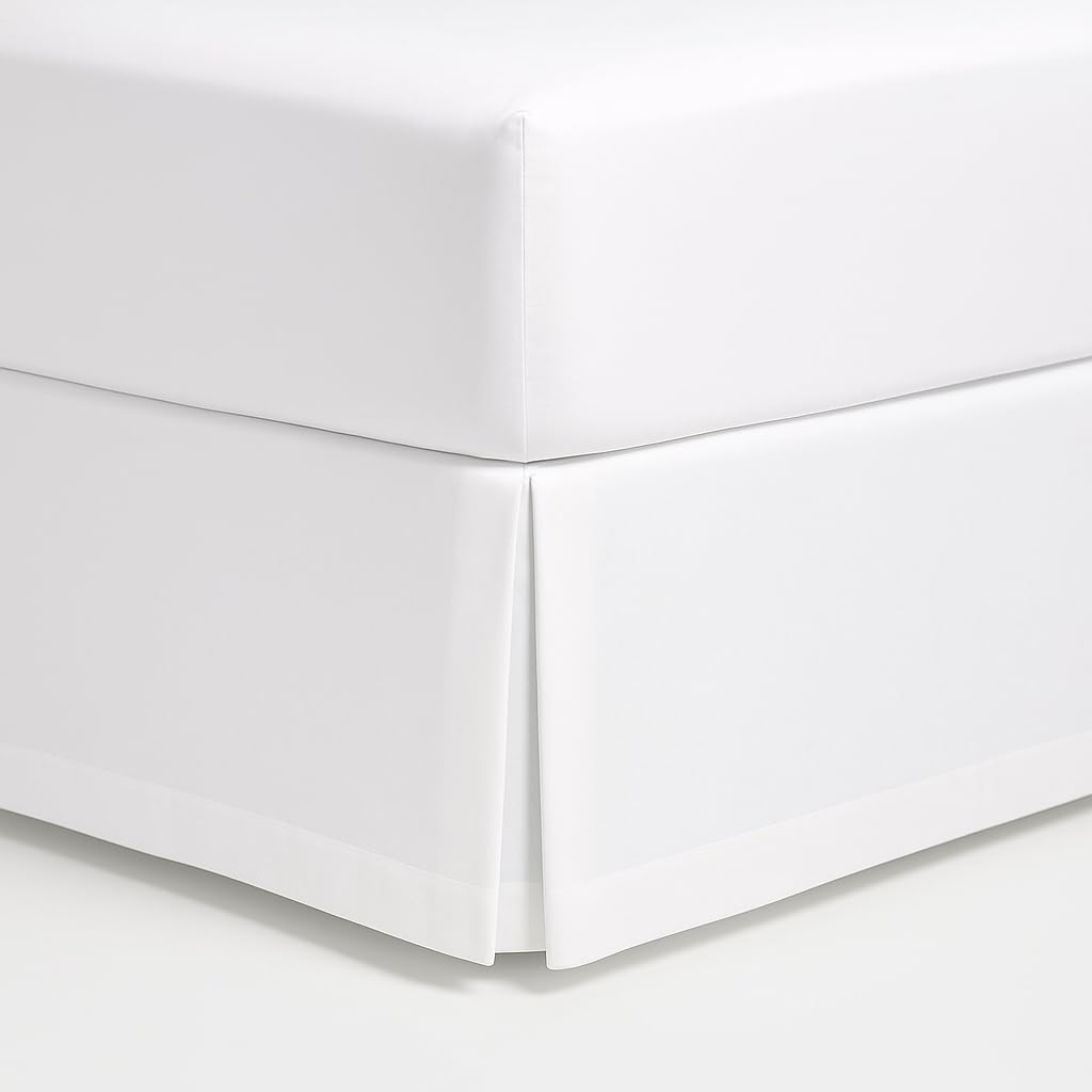 Mattress-Homes Luxury Box Pleated Bed Skirt Split Corners Platform Style Easy Fit Fade & Wrinkle Resistant with Tailored Drop 10 Inch (Queen, White)