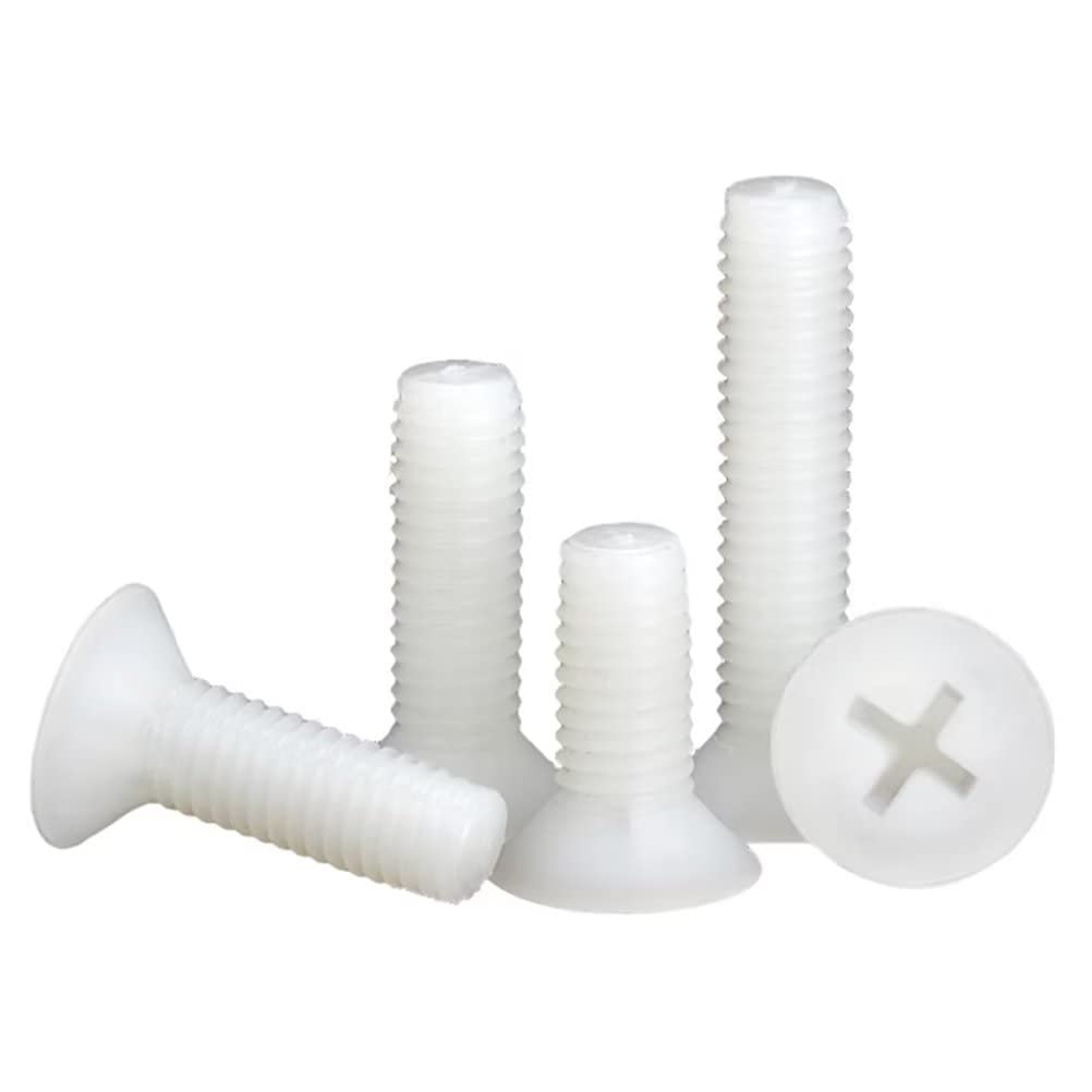 Viti Nylon Testa Svasata Incrociata Viti Nylon Testa Piatta a Croce Bianco M8x30mm (20 Pezzi)