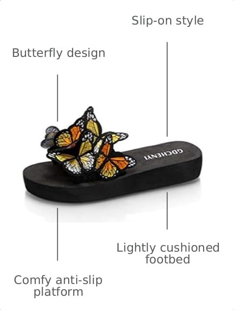 Image of MIOKE Summer Flat Slide Sandals For Womens Butterfly Platform Low Heel Comfy Nonslip Casual Beach Sandals